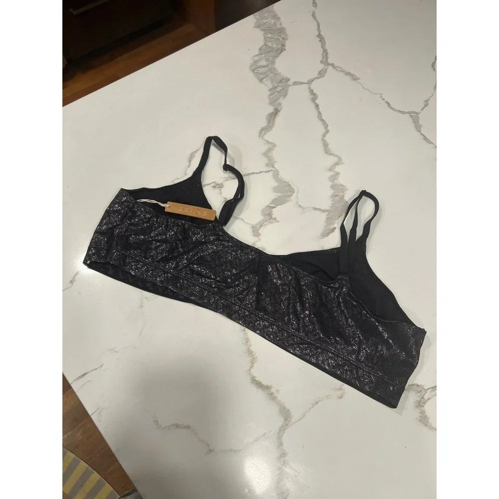 Skims‎ metallic black bra women's xxl nwt - Picture 3 of 3